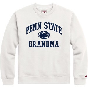 white crew neck sweatshirt with Penn State Grandma and Athletic Logo